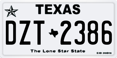 TX license plate DZT2386