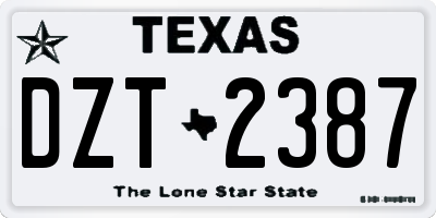 TX license plate DZT2387