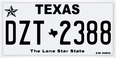 TX license plate DZT2388