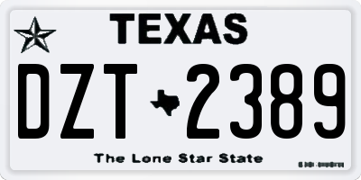 TX license plate DZT2389