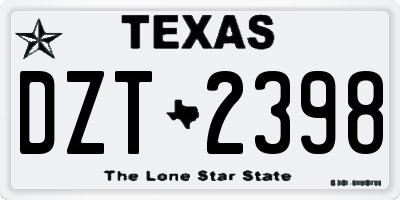 TX license plate DZT2398
