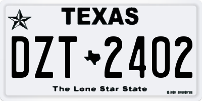 TX license plate DZT2402