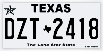 TX license plate DZT2418
