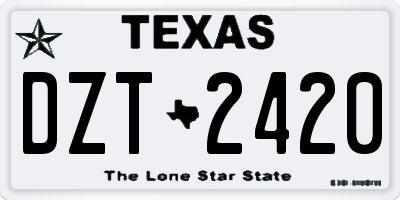TX license plate DZT2420