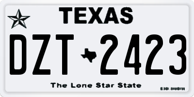 TX license plate DZT2423