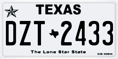 TX license plate DZT2433