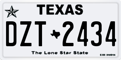 TX license plate DZT2434