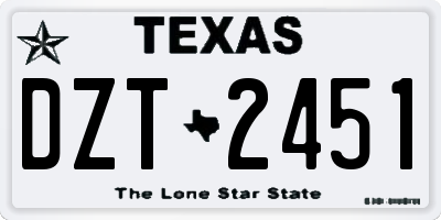 TX license plate DZT2451