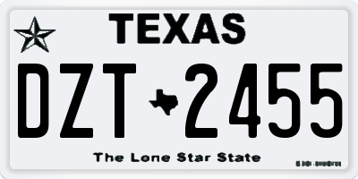 TX license plate DZT2455