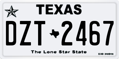 TX license plate DZT2467