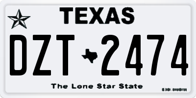 TX license plate DZT2474