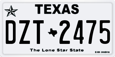 TX license plate DZT2475