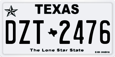 TX license plate DZT2476