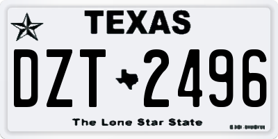 TX license plate DZT2496