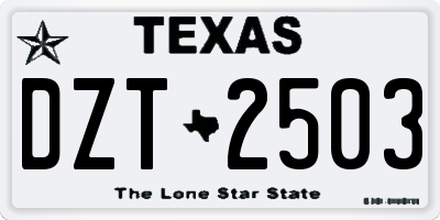 TX license plate DZT2503