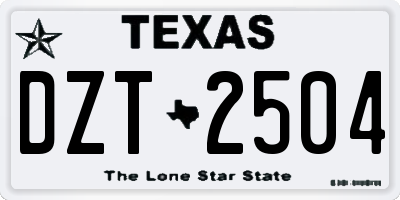 TX license plate DZT2504