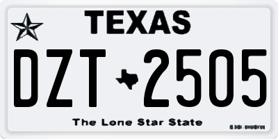 TX license plate DZT2505