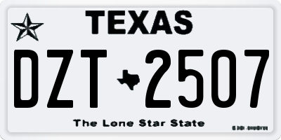 TX license plate DZT2507