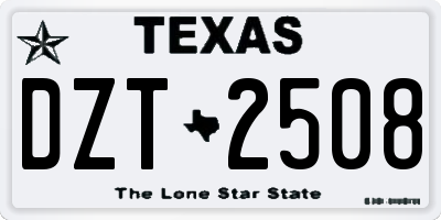 TX license plate DZT2508