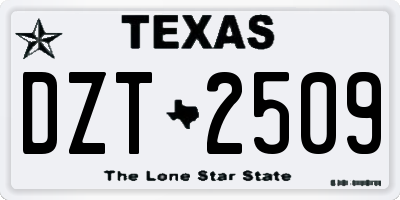 TX license plate DZT2509