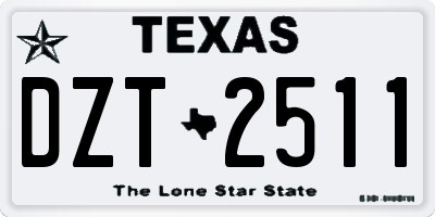 TX license plate DZT2511