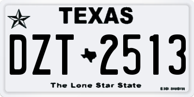 TX license plate DZT2513
