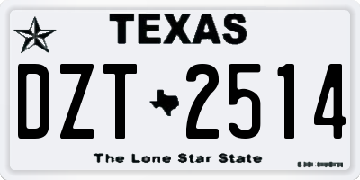 TX license plate DZT2514
