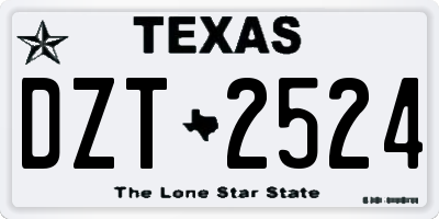 TX license plate DZT2524