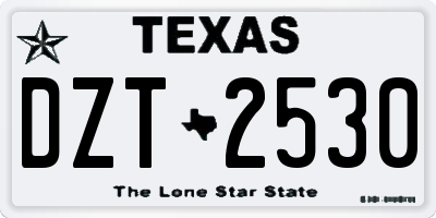 TX license plate DZT2530