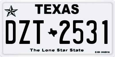 TX license plate DZT2531