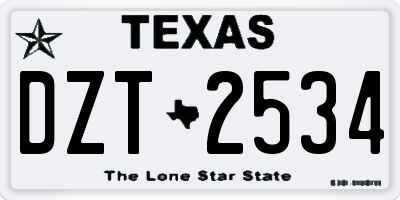 TX license plate DZT2534