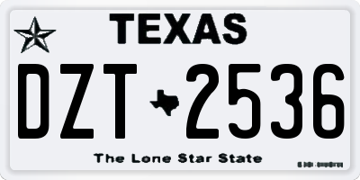 TX license plate DZT2536