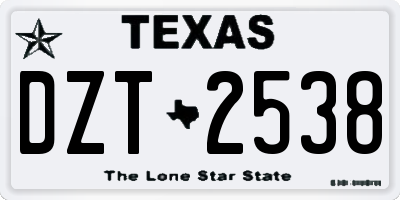 TX license plate DZT2538
