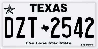 TX license plate DZT2542