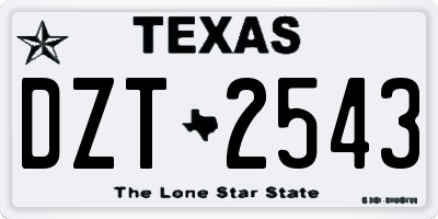 TX license plate DZT2543