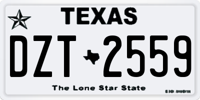TX license plate DZT2559