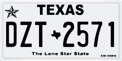 TX license plate DZT2571