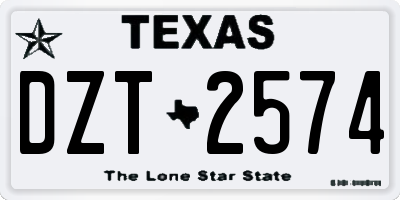 TX license plate DZT2574