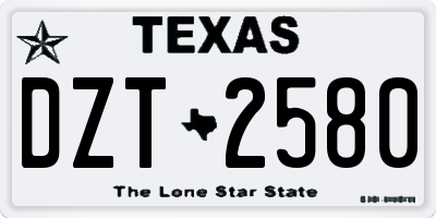 TX license plate DZT2580