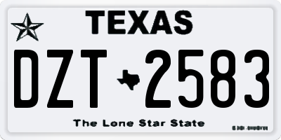 TX license plate DZT2583
