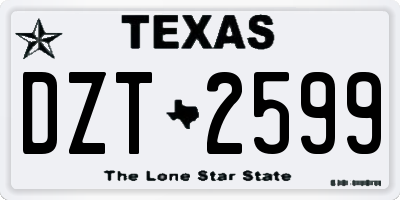 TX license plate DZT2599