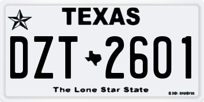 TX license plate DZT2601