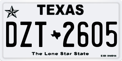 TX license plate DZT2605