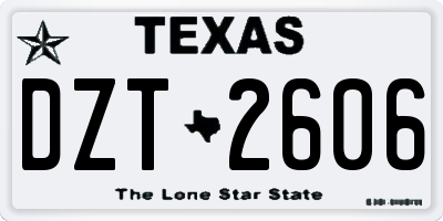 TX license plate DZT2606