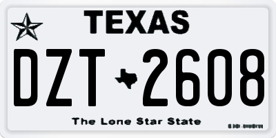 TX license plate DZT2608