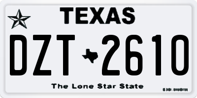 TX license plate DZT2610