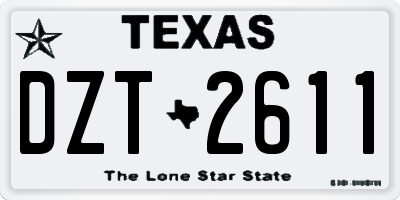 TX license plate DZT2611