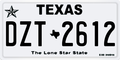TX license plate DZT2612
