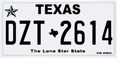 TX license plate DZT2614