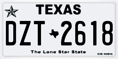 TX license plate DZT2618